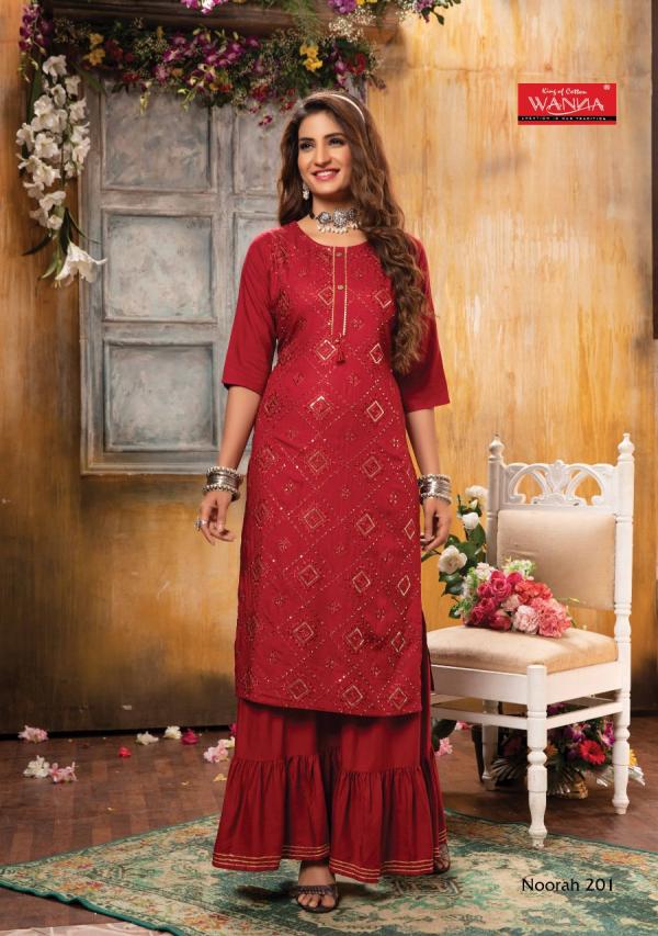 Wanna Noorah 2 Stylist Party Wear Rayon Kurti With Sarara 